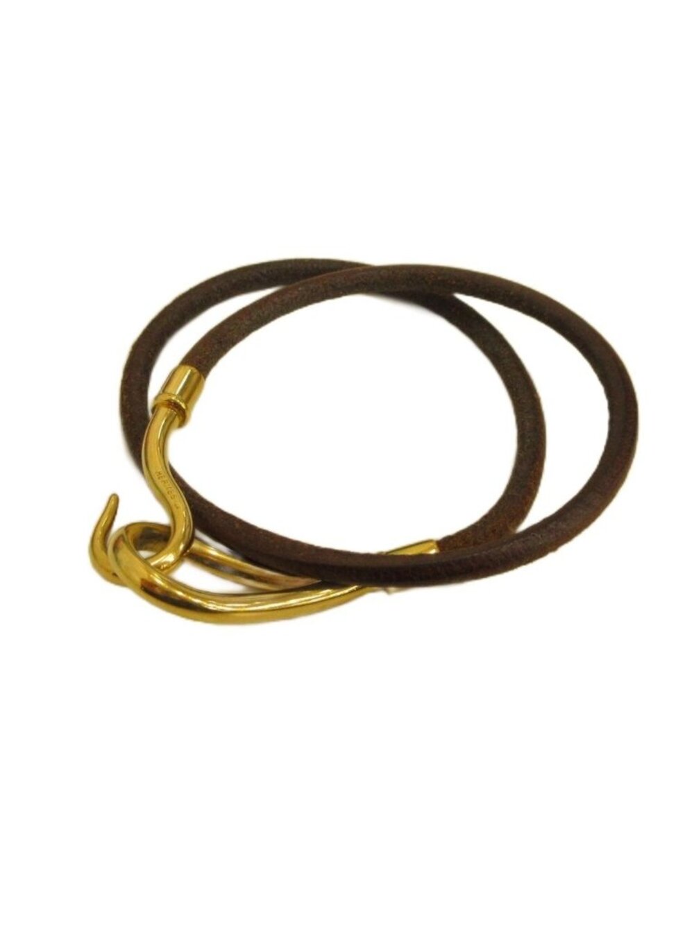 Hermes Jumbo Bracelet Bangle Leather Brown